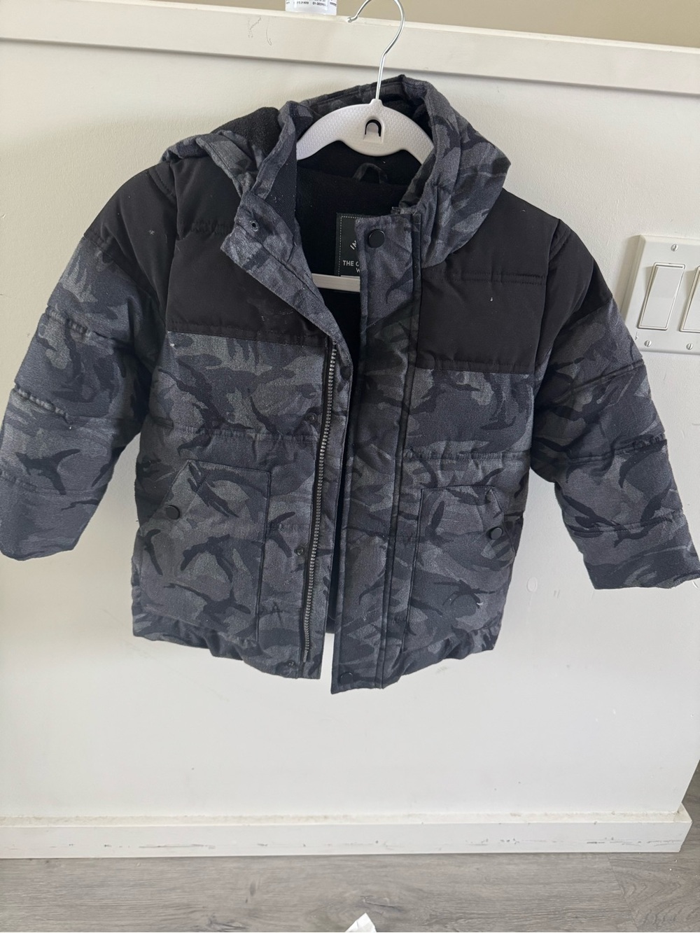 George Kids Black & Gray Camo Puffer Jacket